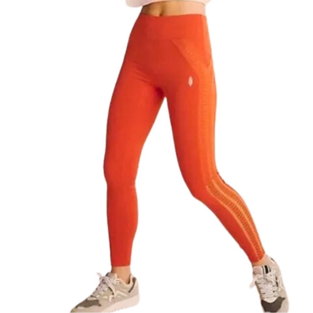 🆕 Free People Desert Renegade Leggings In Mandarin Red - Picture 6 of 6